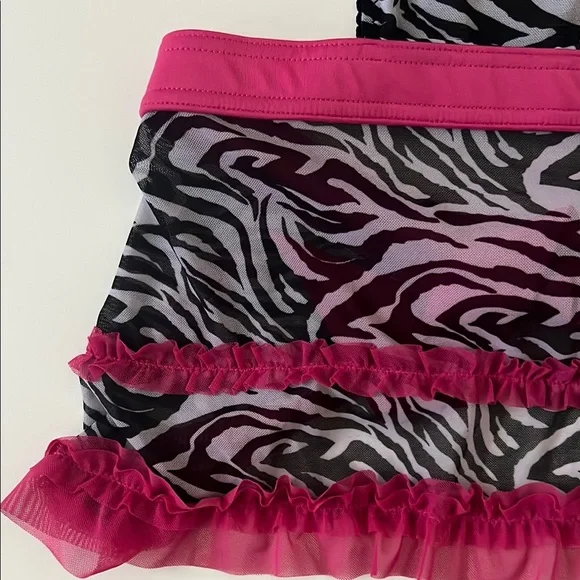 Rampage sexy lingerie sleepwear tie up skirt festival rave halloween zebra - Picture 3 of 7